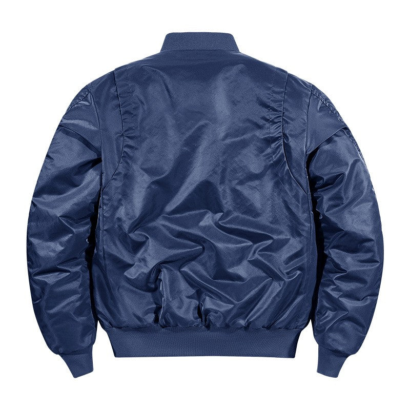 Unisex Winter Thicken Warm Bomber Jacket Air Force Style Flight Parkas Coat with Cotton Embroidery Casual Outwear for Men
