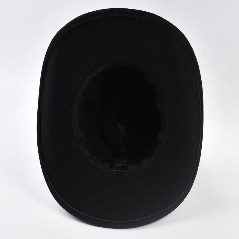 Winter Big Brim Western Cowboy Hat  Belt Decor Jazz Fedora Hats Retro Gentleman Lady Jazz Cowgirl Cap Church Sombrero Caps