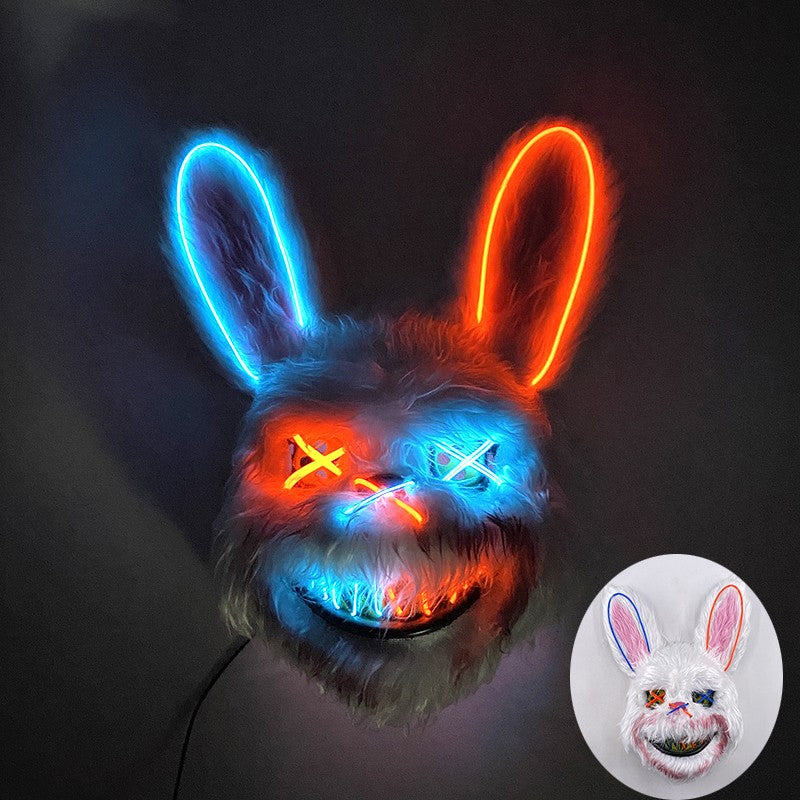 Novelty LED Bloody Furry Bunny Rabbit Bear Mask Realistic Scary Horror Killer Adult Masquerade Cosplay Costume Accessory