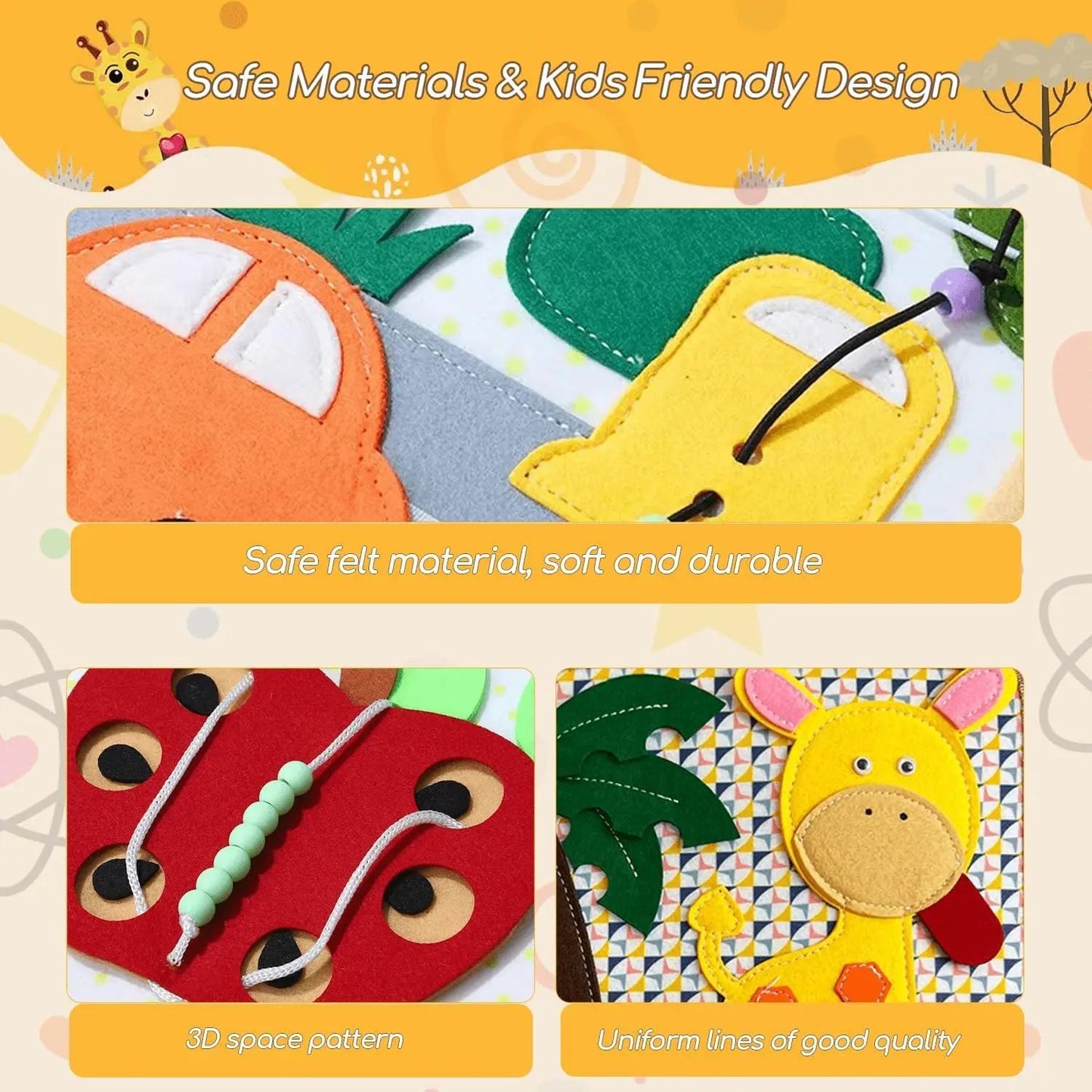 Montessori Busy Book for Toddlers,Educational Sensory Toy,Felt Quiet Book for Baby, Preschool Learning Activities for Kids Gift