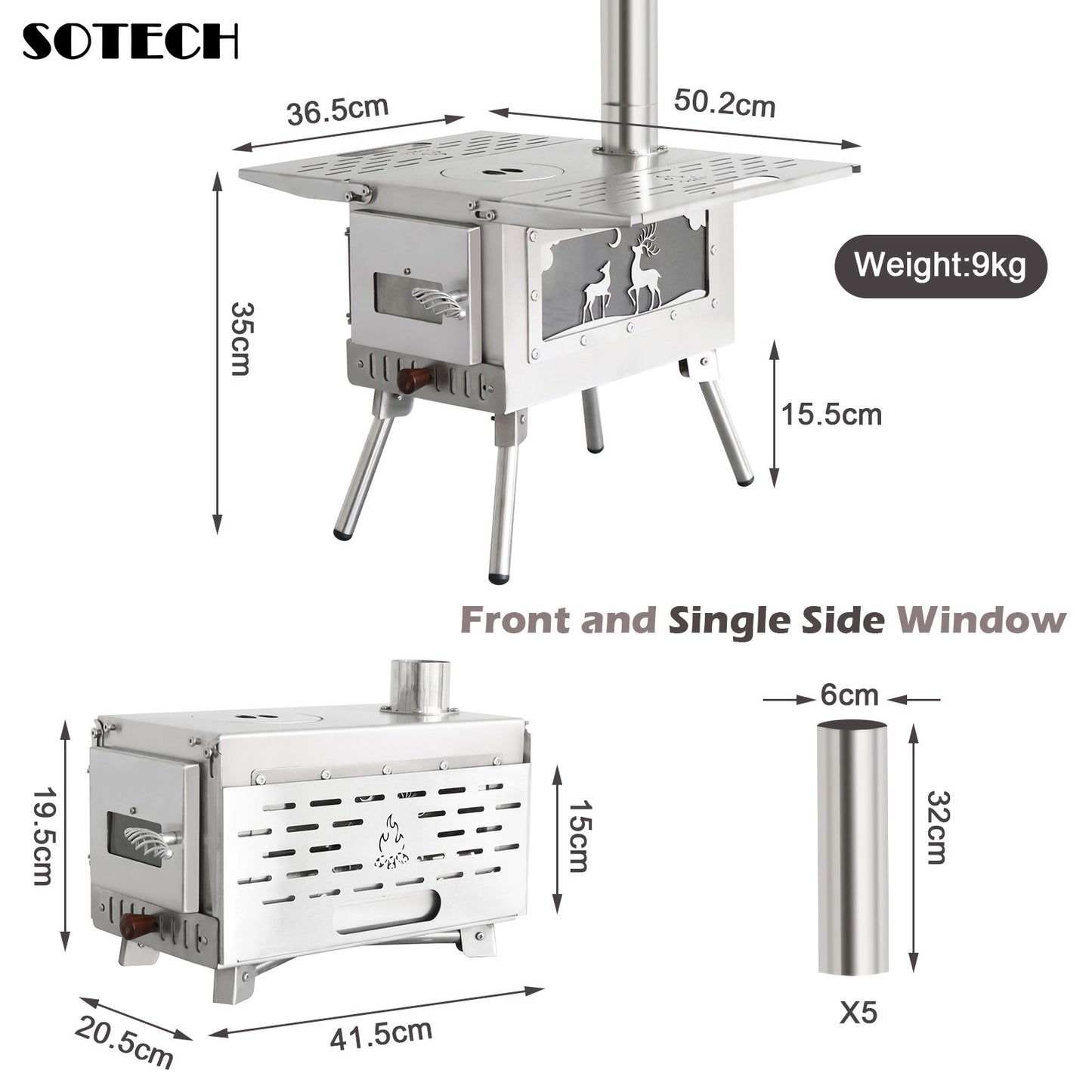 Pellet Burner 16L Storage Capacity Stainless Steel Firewood Stove Outdoor Camping Tent Heating Picnic Cooking