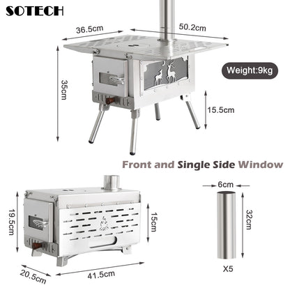 Pellet Burner 16L Storage Capacity Stainless Steel Firewood Stove Outdoor Camping Tent Heating Picnic Cooking