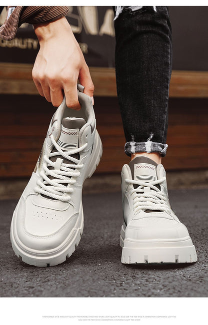 Tênis masculinos casuais de cano alto para outono, tênis de caminhada masculinos, tênis esportivos masculinos, tênis com sola macia para caminhada