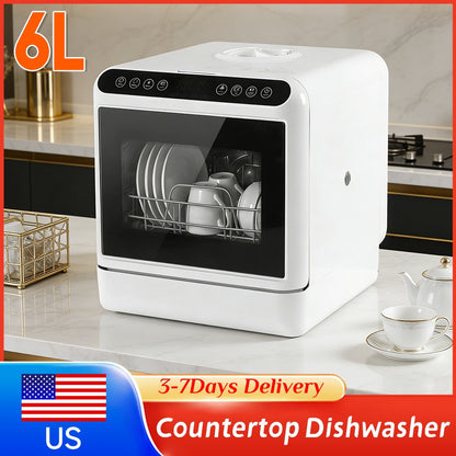 Mini Dishwasher with 6L Built-in Water Tank Automatic Dishwasher No Hookup Needed High-Temp& Air-Dry Function for Apartments