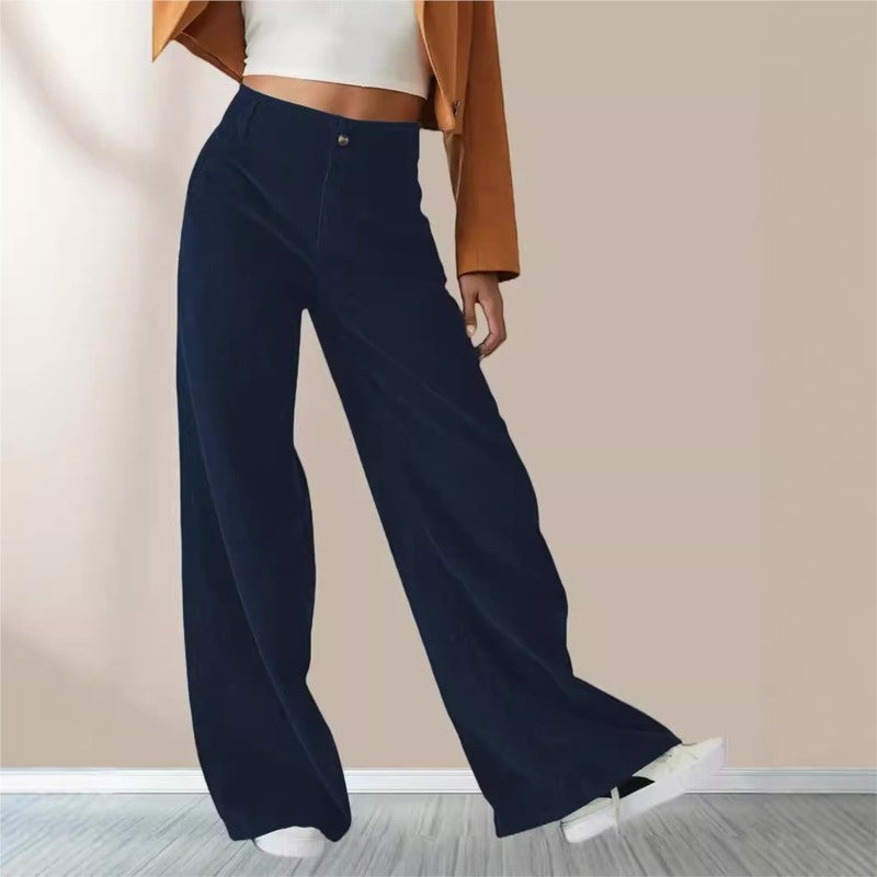 High Waisted Slimming Casual Straight Leg Solid Color Pants For Women Comfortable Straight Tube Trousers Autumn Ladies Commute