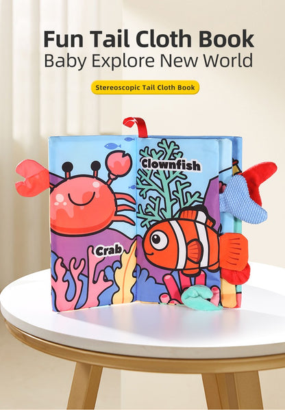 Puzzle Early Education Toys Ocean Style Baby Cloth Books 4 Page Soft Washable Tearable Toy for 0-3 Year Old Babies Newborn Gift