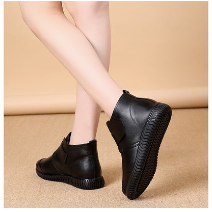 2024 New Women's Leather Ankle Furry Boots Thick Bottom Plush Shoes Women Winter Warm Fur Boot Female Fashion Footwear