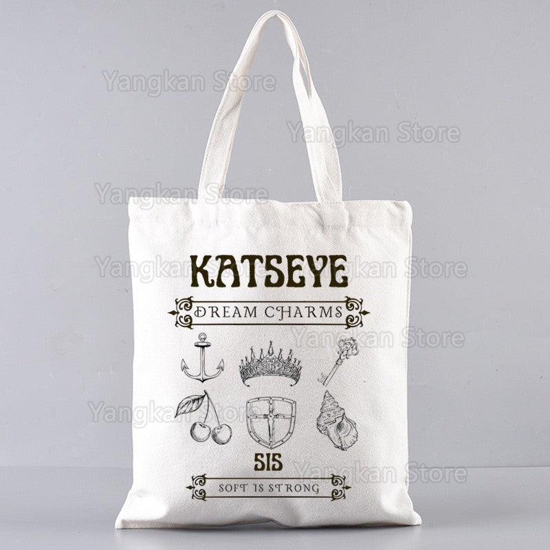 KATSEYE Korean Shopping Bag Print Original Design White Unisex Fashion Travel Canvas Bags