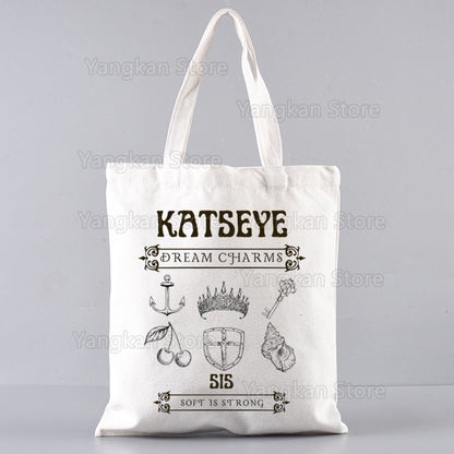 KATSEYE Korean Shopping Bag Print Original Design White Unisex Fashion Travel Canvas Bags