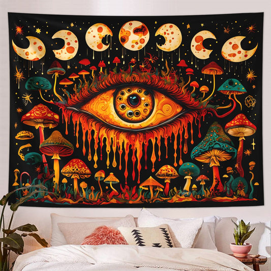 1pc Bohemian Mandala Tapestry, Retro Plant Flower psychedelic Tapestry, Hippie Style Room Decoration Wall Hanging