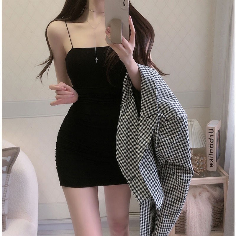 Elegant Solid Sling Sleeveless Type A Sheath Mini Short Dresses Summer New Sexy
