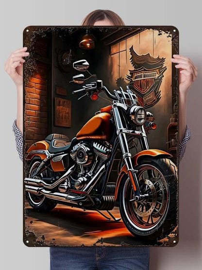 Letreiro de Flandres H-Harley Pôster de Motocicleta Decoração Estética de Quarto Masculino Placas de Metal Personalizadas para Garagem Decoração de Parede Retrô para Casa