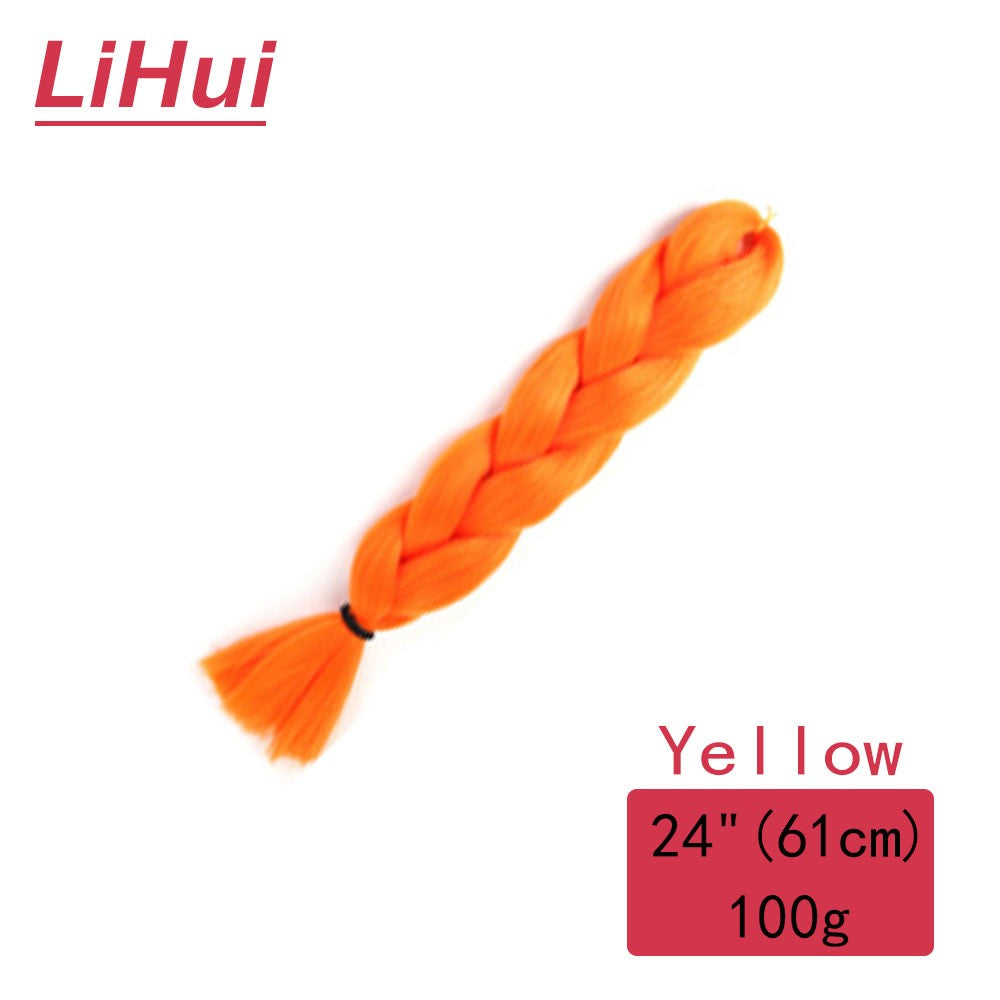 Cabelo Sintético Trança Jumbo 24 Polegadas Ombre Jumbo Extensão de Cabelo para Mulheres Tranças DIY Roxo Rosa Amarelo Cinza Lihu