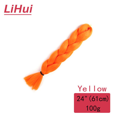 Cabelo Sintético Trança Jumbo 24 Polegadas Ombre Jumbo Extensão de Cabelo para Mulheres Tranças DIY Roxo Rosa Amarelo Cinza Lihu