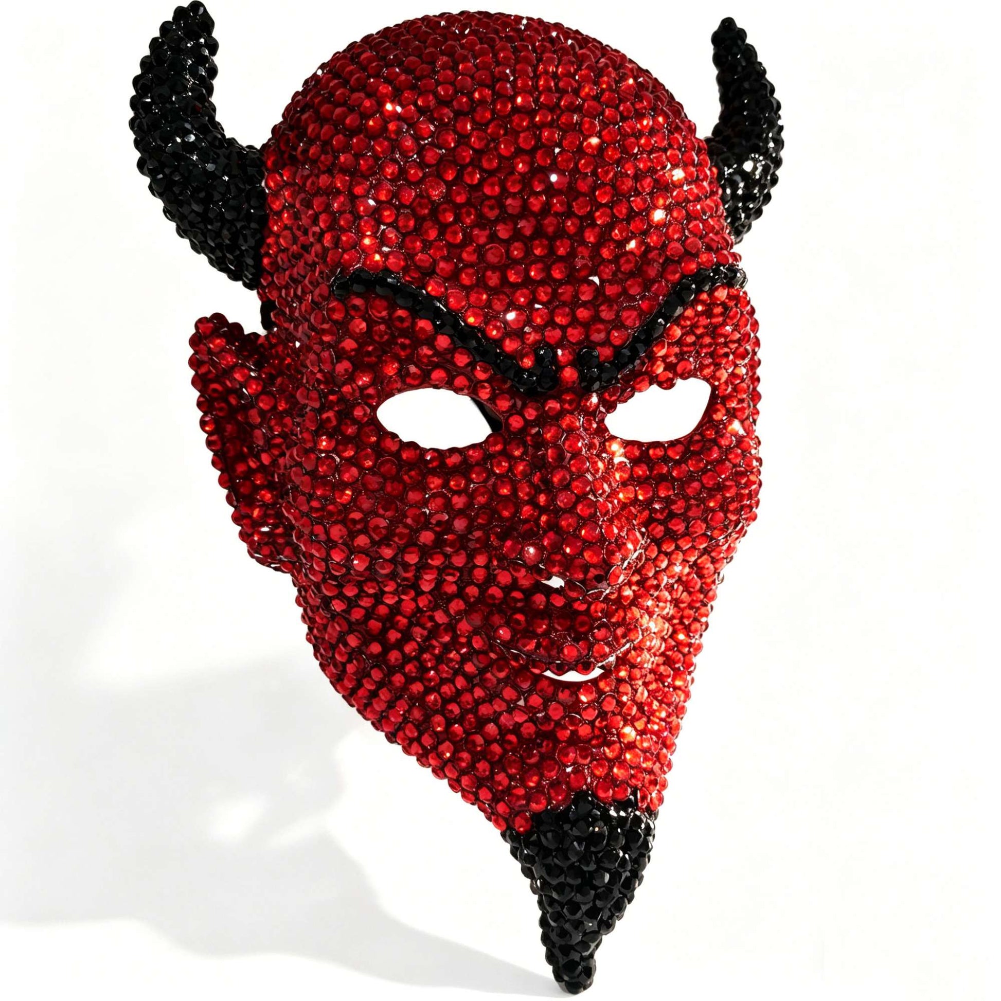 Sparkling Rhinestone Devil Mask, Crystal Horned Demon Mask for Halloween, Costume Party, Cosplay and Masquerade