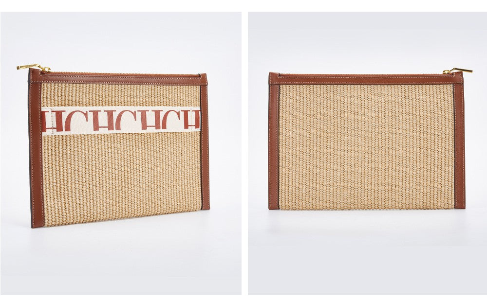 CHCH Handmade Woven Clutch Bag Ribbon Embellished Niche Style Clutch Bag