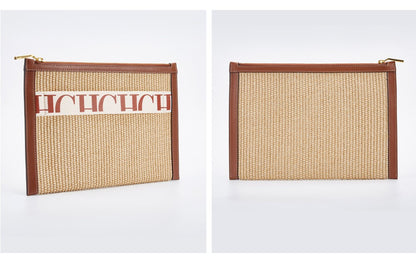 CHCH Handmade Woven Clutch Bag Ribbon Embellished Niche Style Clutch Bag