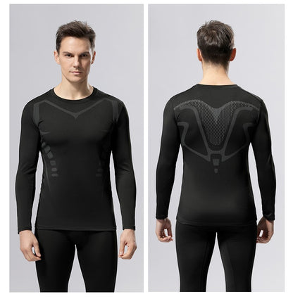 New Compression Running Sets Men Quick Dry Long Sleeve Shirt Basketball Fitness Gym Legging Male Workout Muscle Top Tracksuit