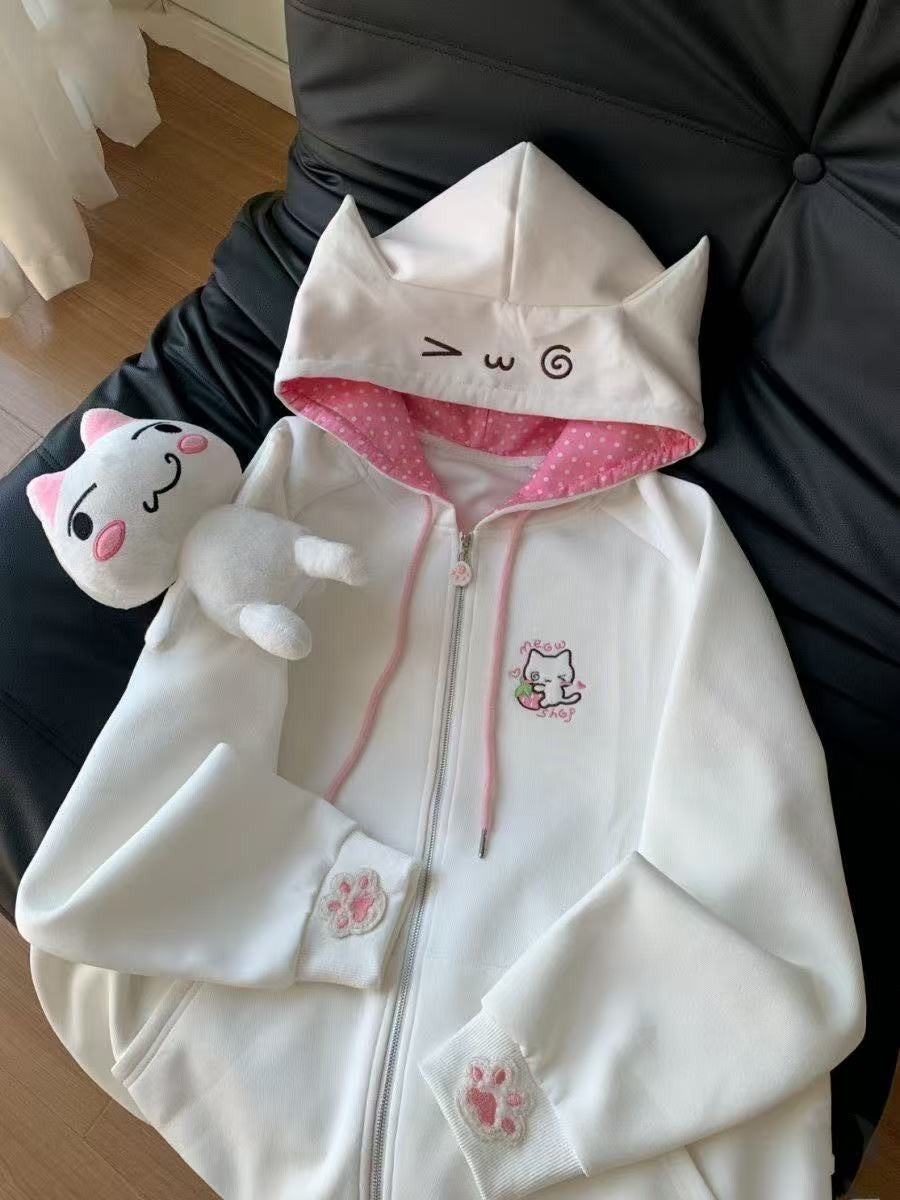 American Vintage Japanese Jacket Hooded Women 2025 Autumn Cotton Coats Outwear Design Subculture Gothic Sweatshirts Harajuku