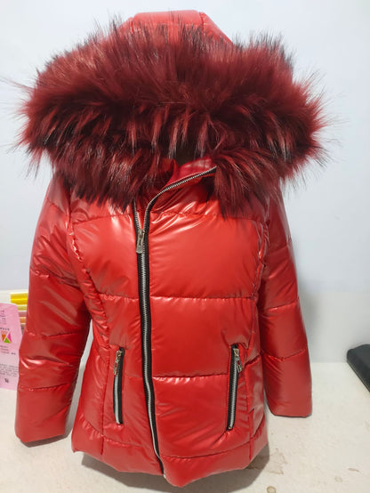 Women’s Short Coat with Fur Collar Winter Warm Quilted Jacket Outerwear