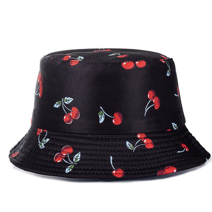 Chapéu Bucket Unissex Quente de Verão com Estampa de Frutas, Dupla Face, Chapéu de Sol Feminino, Chapéu Panama Clássico Masculino
