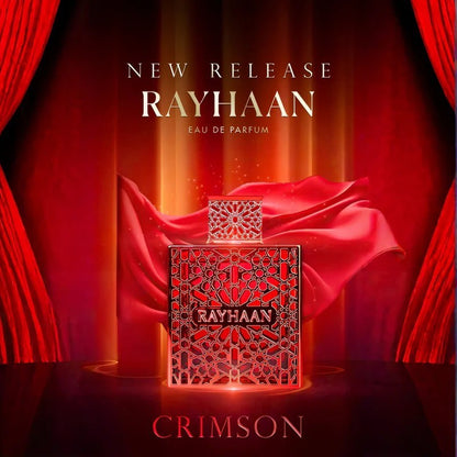 RAYHAAN Crimson Eau de Parfum Homme Spray 100ml Original Árabe Perfumes Nobre Duradouro Amadeirado Picante Feromônio Perfume Colônia Maquiagem