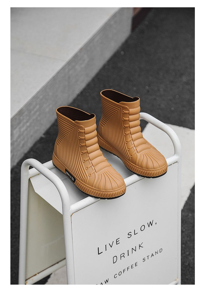 Versatile Casual Short-barreled Waterproof Shoes Men Women Lined With Fleece Warmth Anti-slip Wear-resistant Outdoors Rain Boots