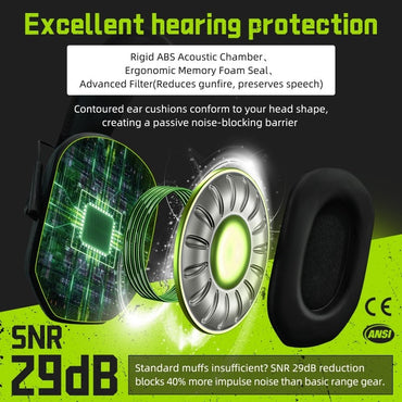 PROHEAR Shooting Electronic Ear Protection 5X Sound Amplification 4 Omnidirectional Microphones Noise Reduction Hunting Earmuffs