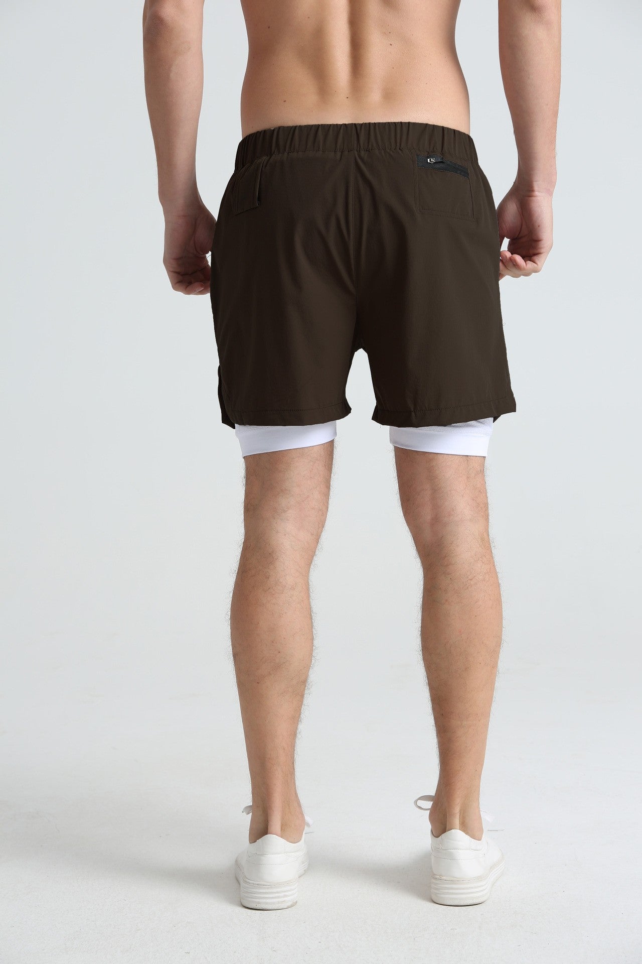 Men's sports double-deck shorts Fitness Quick Dry Training Shorts Casual 2 In 1 Multi-pocket sweatpants Men Gyms Running shorts