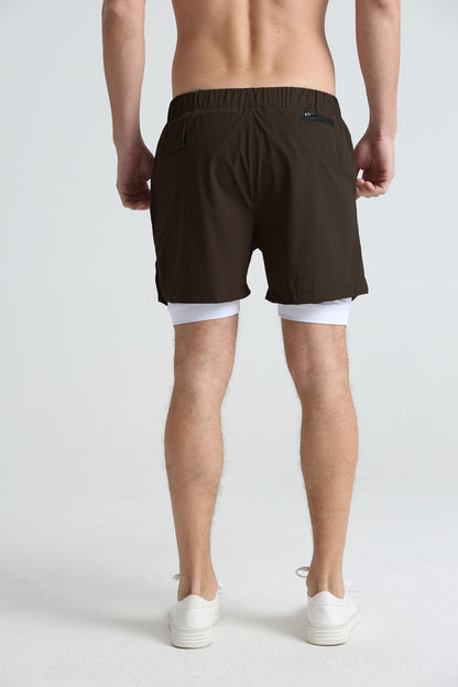 Men's sports double-deck shorts Fitness Quick Dry Training Shorts Casual 2 In 1 Multi-pocket sweatpants Men Gyms Running shorts