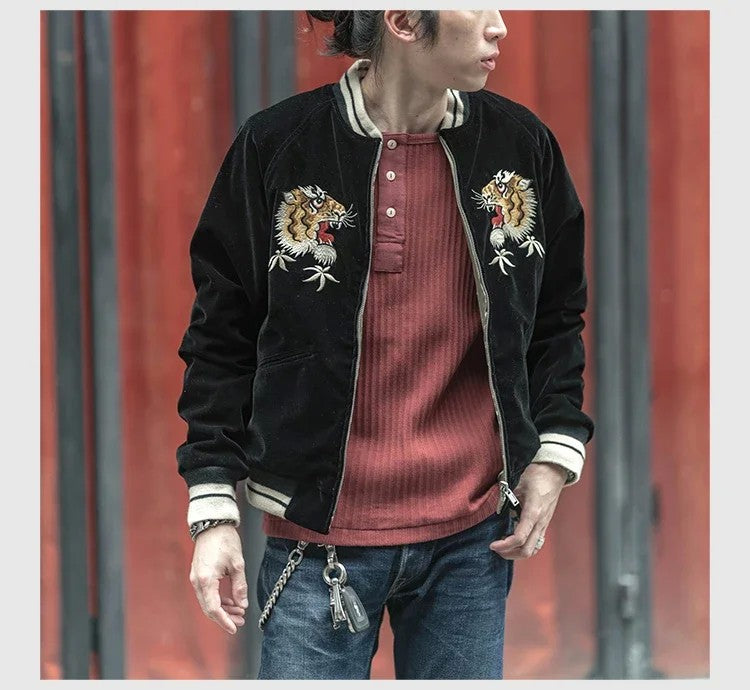 Non Stock Suka Reversible Souvenir Jacket Embroidered Sukajan Baseball Outerwear