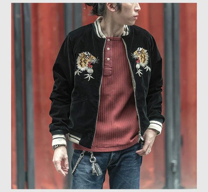 Non Stock Suka Reversible Souvenir Jacket Embroidered Sukajan Baseball Outerwear