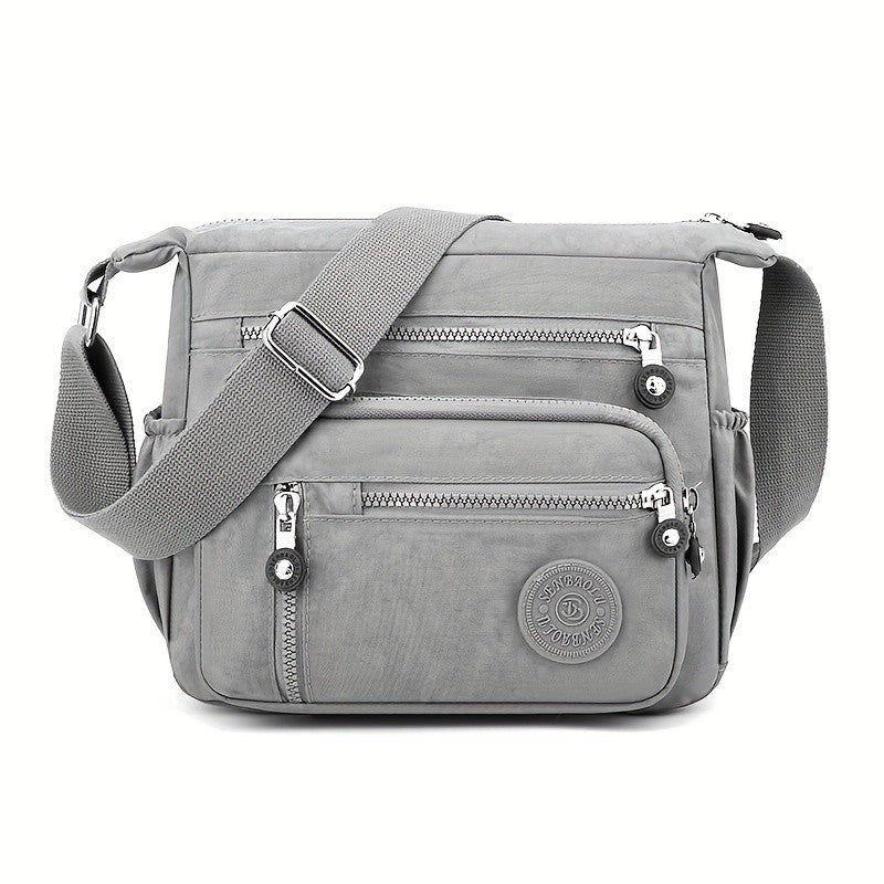 Waterproof Nylon Crossbody Bag, Multiple Pockets & Zipper Closure, Stylish Casual Shoulder Bag for Travel, Everyday Use