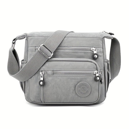 Waterproof Nylon Crossbody Bag, Multiple Pockets & Zipper Closure, Stylish Casual Shoulder Bag for Travel, Everyday Use