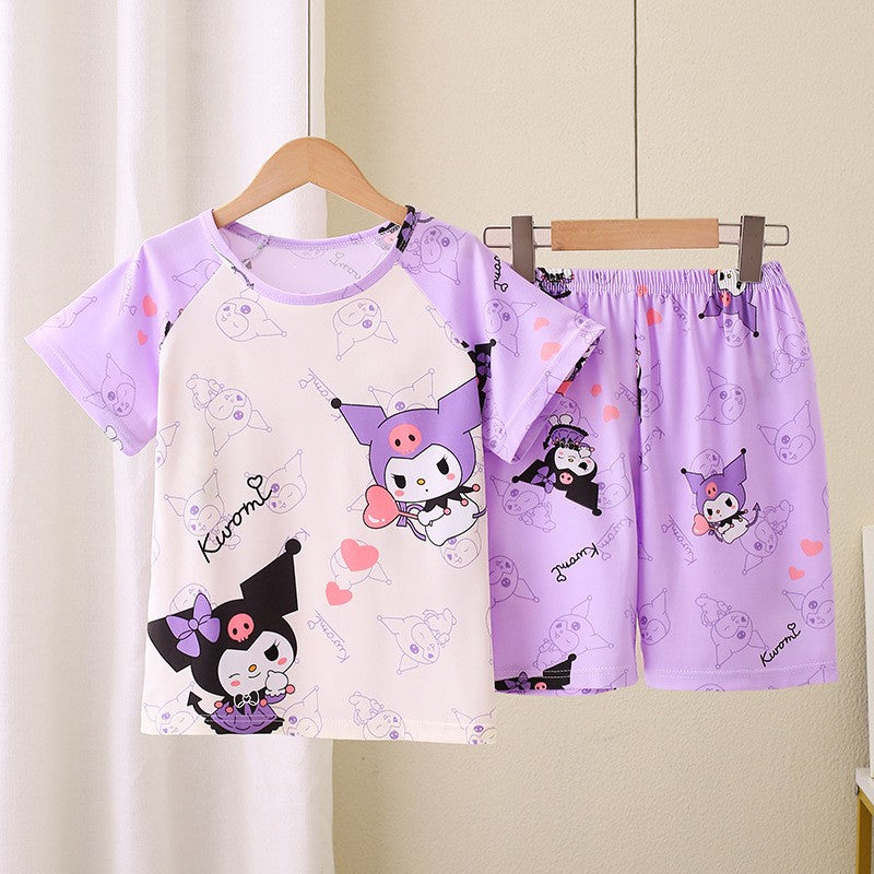 Summer Children's Pajamas Short Sleeve Girls' Cartoon Big Boys' Home Furnishing Set