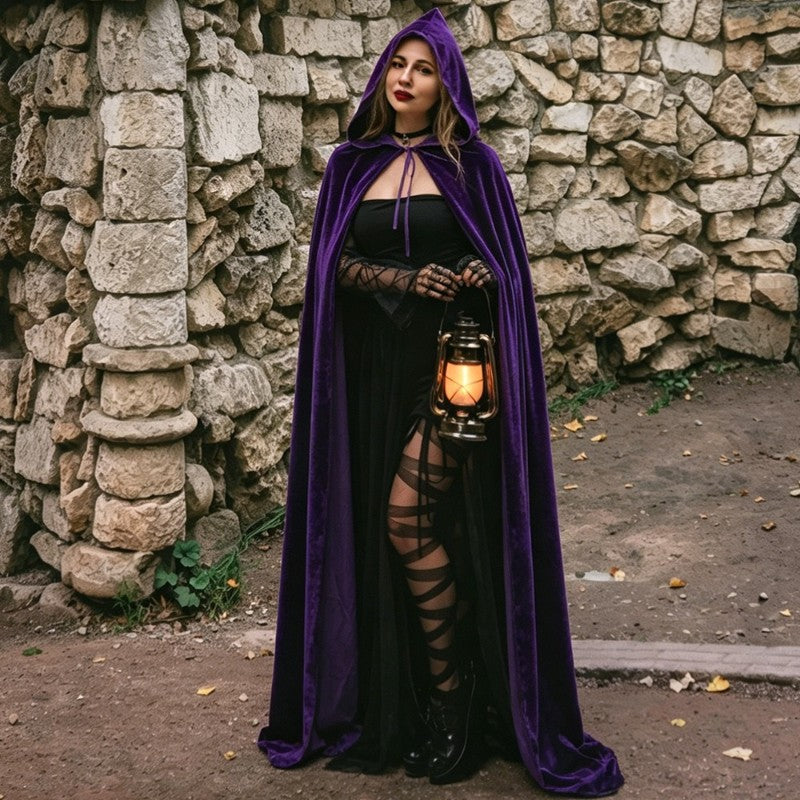 Halloween Cloak Golden Velvet Costume Different Color Adult Costumes Makeup Props Black Death Ball Cloaks
