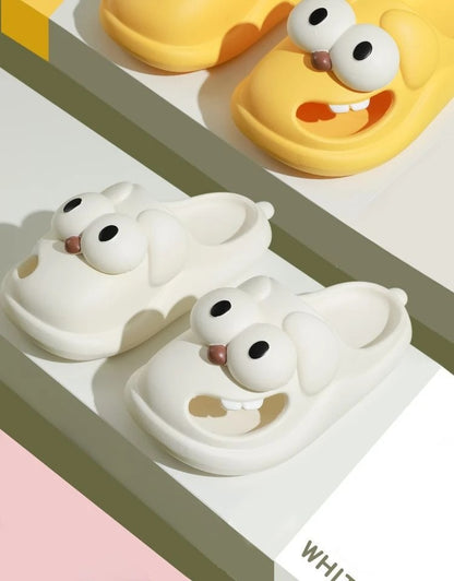 Tongue Kiss Slippers Big Eye Dog Slippers,Cute Funny Big Eye Dog Fun Cartoon Package Head Eva Slippers For Women