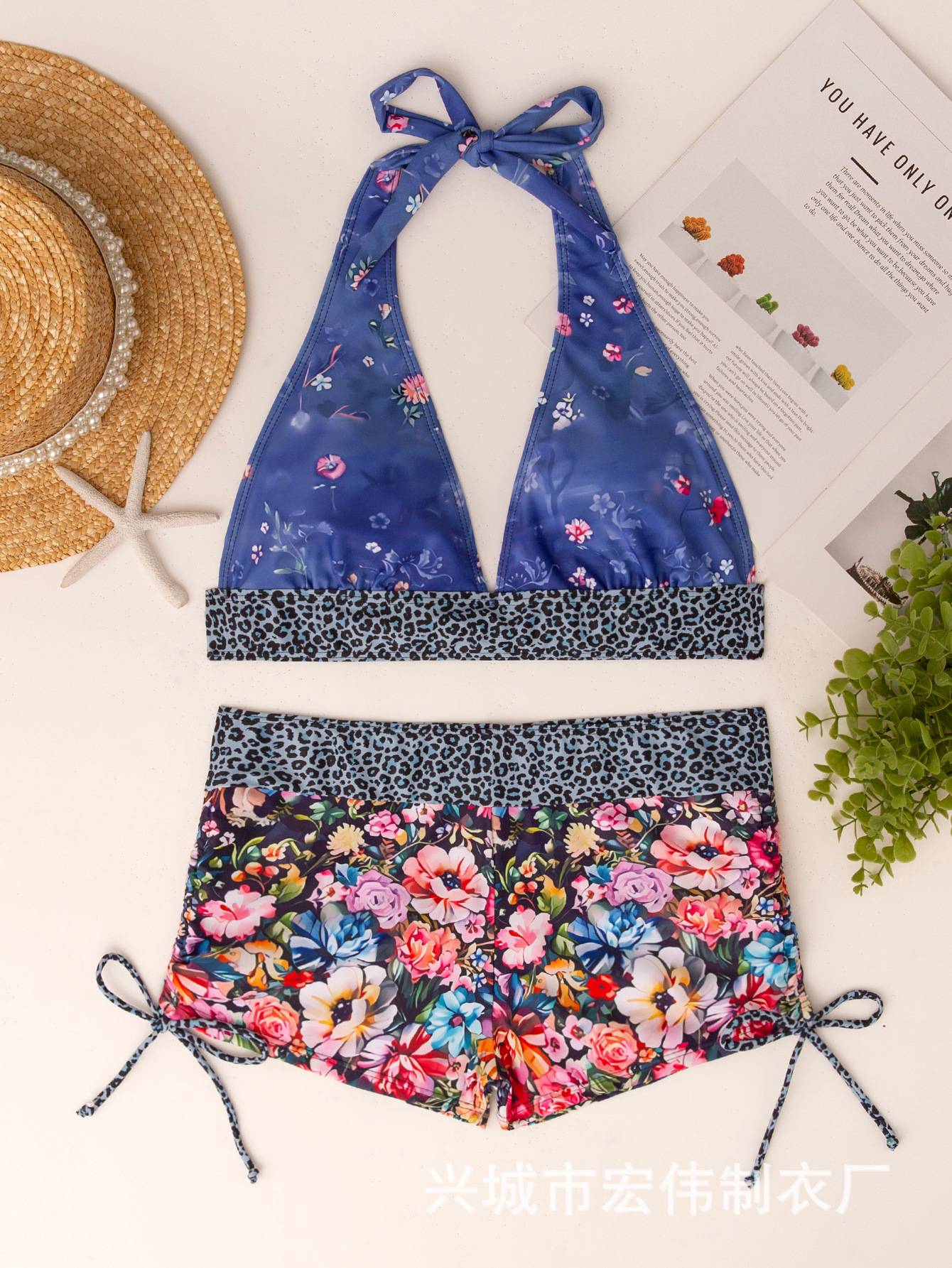 Conservative Skull Print Bikini Women's Swimsuit Flat Briefs New Arrival Swimwear from Mainland China Female Fashionable
