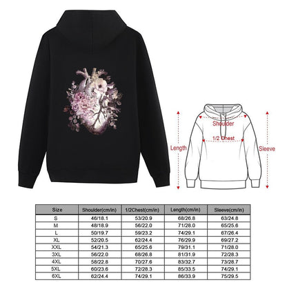Bloom Floral Heart Human Anatomy pink watercolor style flowers Hoodie fashion men new hooded tee