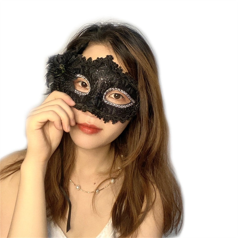 Halloween Mask Masquerade Princess Half Face Lace Plus Flower Children Adult Eye Mask Female Party Performance Props