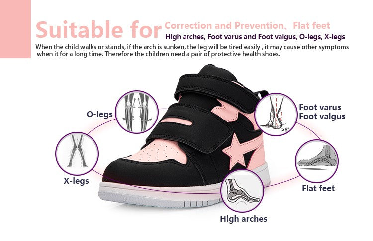 Kids Sneakers Children Orthopedic Shoes, Tip Toe Walking High-Top Ankle Support Anti-Slip Sole Trainers for Girls Boys