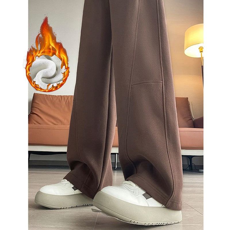 Winter Lady Hot Sale High Waist Thermal Plush Pants Women Chic Straight Leg Fleece Trousers Girls Snow Warm Casual Pants