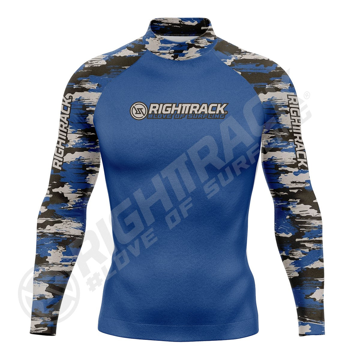 New Men's Surfing Shirt Spray Camo Lycra Rashguard RIGHTTRACK Surf Sportswear Beach UV Swimwear UPF50+ Clothes