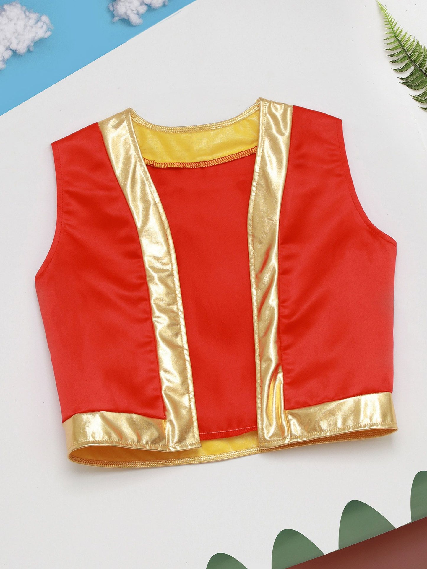Boys Girls Halloween Toad Game Character Vest Open Front Loose Waistcoat Carnival Theme Party Super Brother Role Play Costume