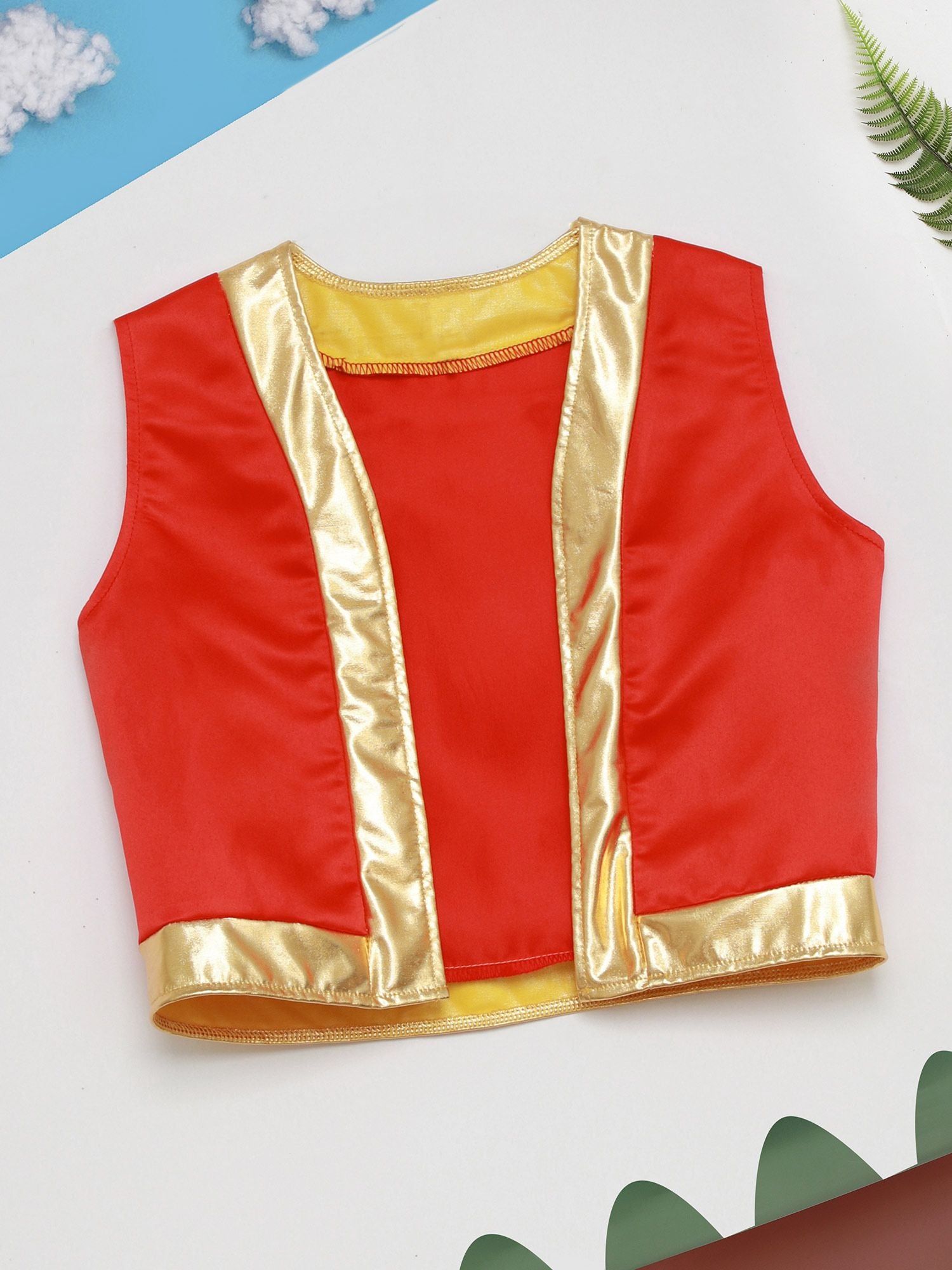 Boys Girls Halloween Toad Game Character Vest Open Front Loose Waistcoat Carnival Theme Party Super Brother Role Play Costume