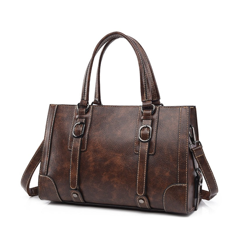 retro style women's handbag simple PU versatile shoulder bag for women large-capacity tote bag lady commuting crossbody bag