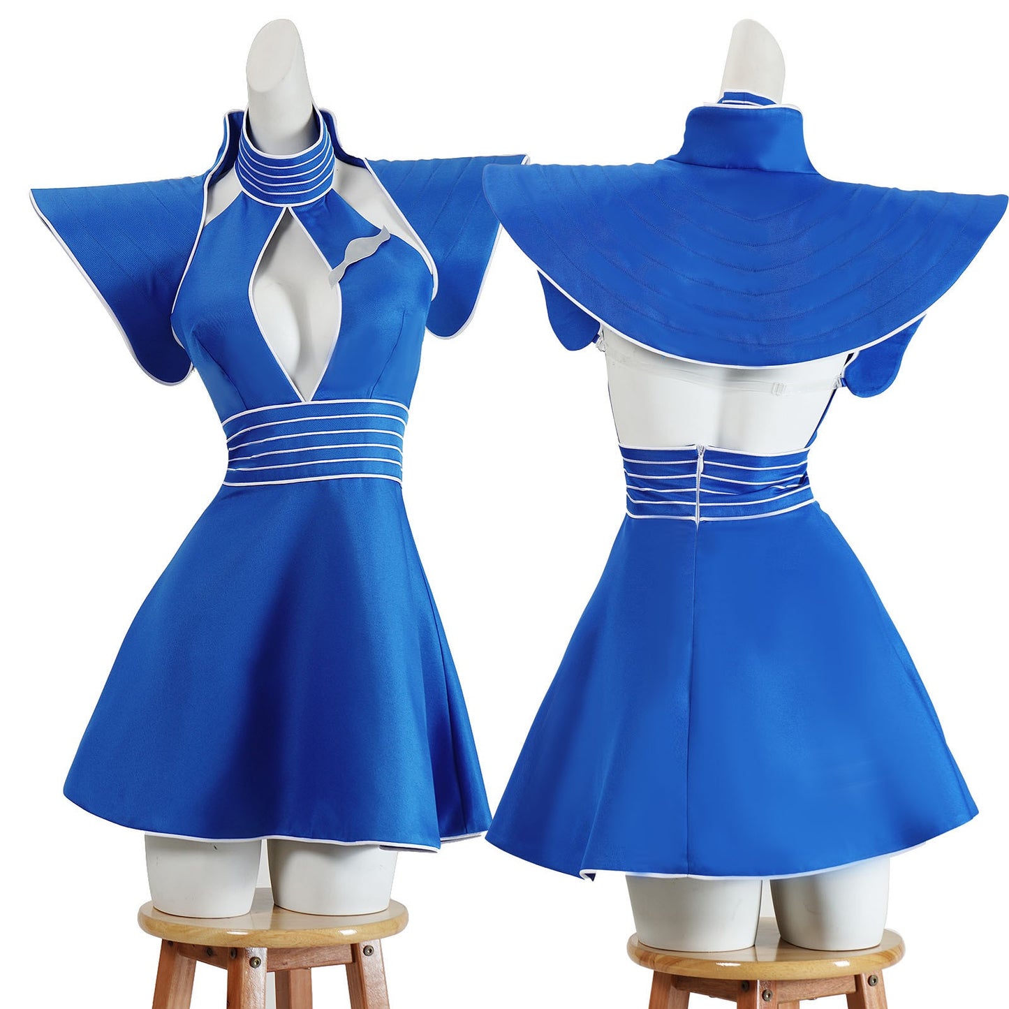 Britney Cosplay Costumes Women Blue Flight Attendant Uniform for Halloween Carnival Outfit
