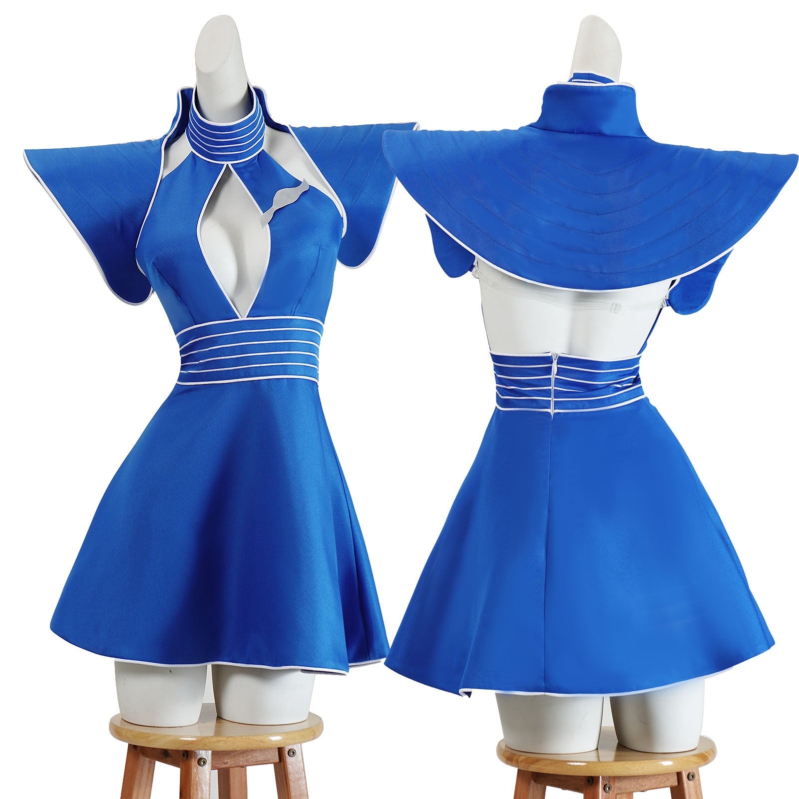 Britney Cosplay Costumes Women Blue Flight Attendant Uniform for Halloween Carnival Outfit