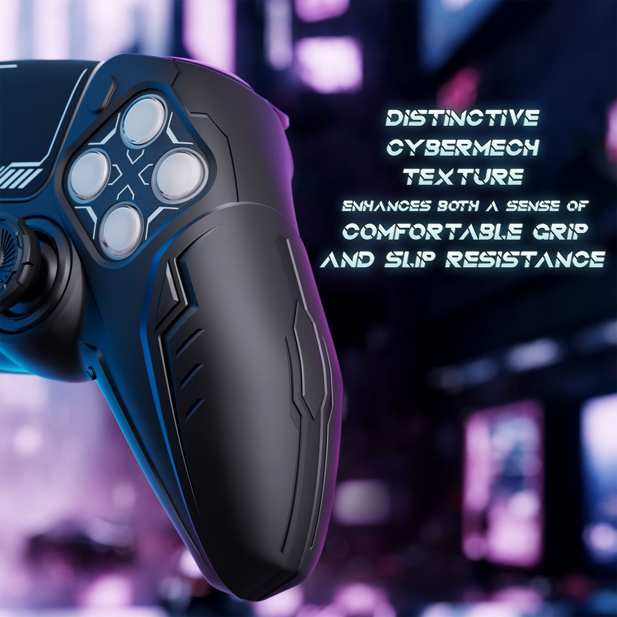 PlayVital Silicone Grip Case for PS5 Controller - Futuristic CyberMech Design Cover Compatible with PS5 Official Charging Dock