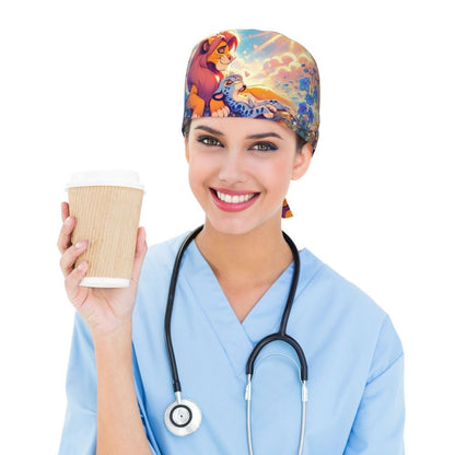 Boné cirúrgico personalizado O Rei Leão, divertido, para homens e mulheres, chapéu de esfoliação, gorro de enfermeira para dentista